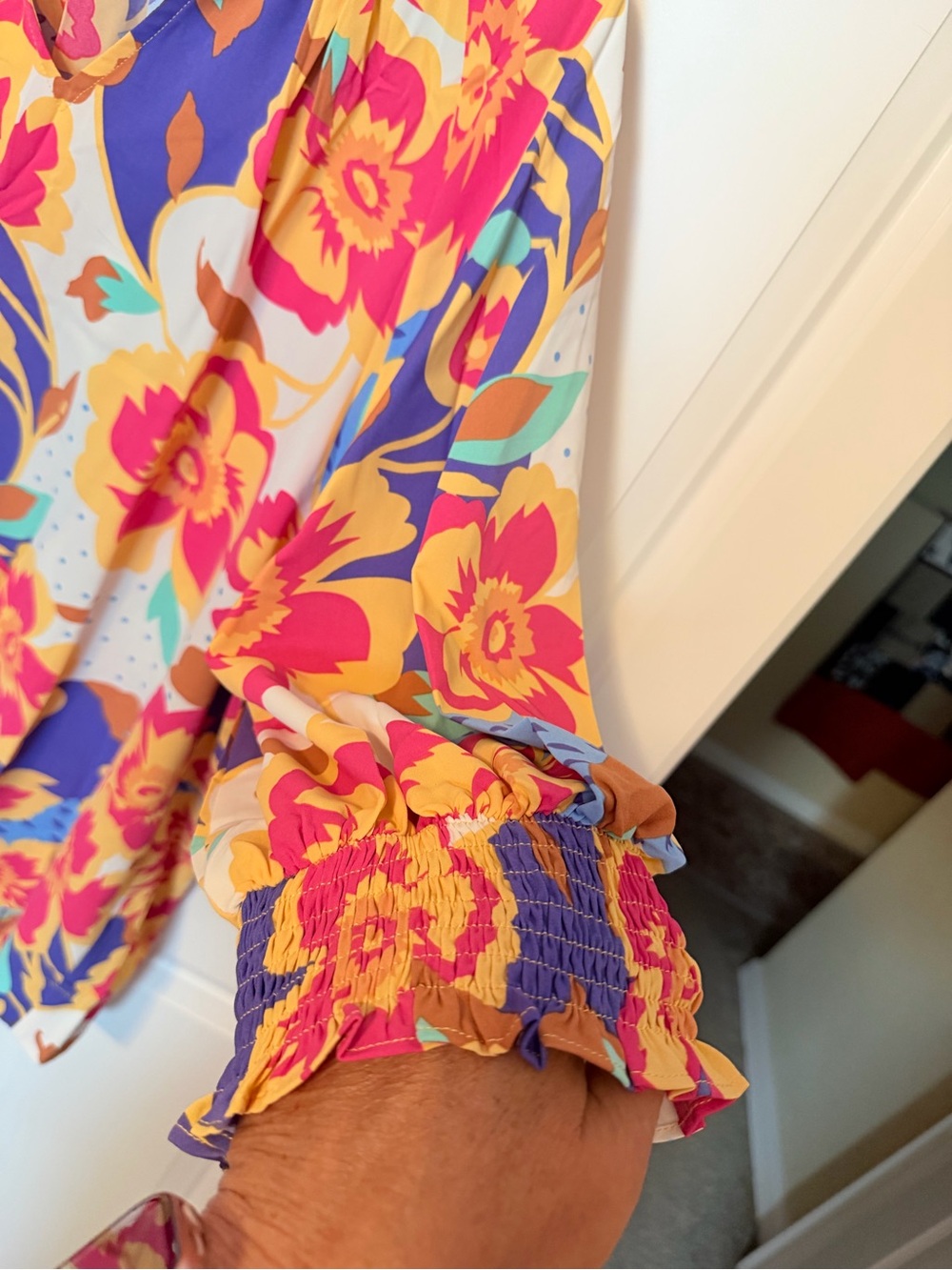 Women's Floral Print Pullover Top - Multicolor - Picture 2 of 5